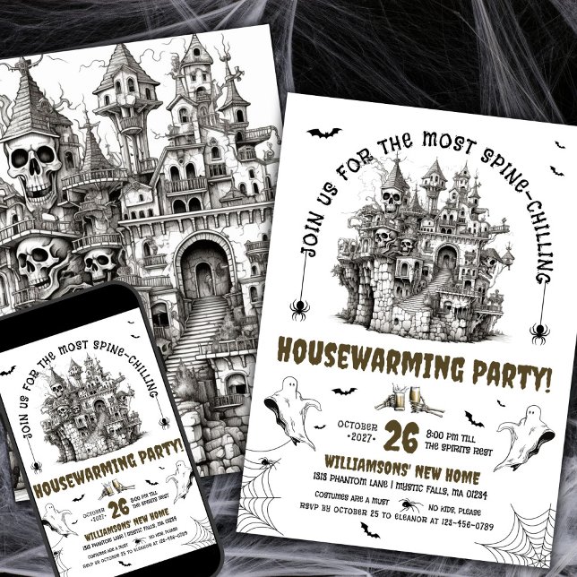 Invitation Les crânes hantés Parti du réchauffement de la mai (Créateur téléchargé)
