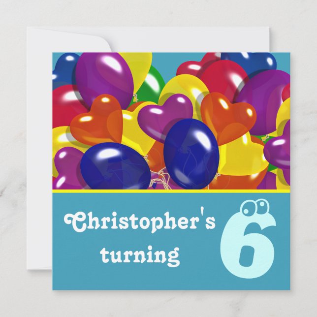 Invitation Les enfants font la fête en ballons n'importe quel (Devant)