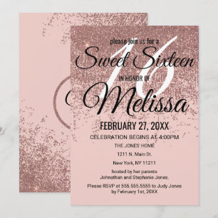 Invitation Les étincelles roses de parties scintillantes d'or