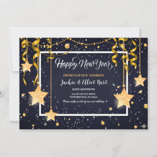 Invitation Les étoiles d'or Joyeux Nouvel An Moving Faire-par