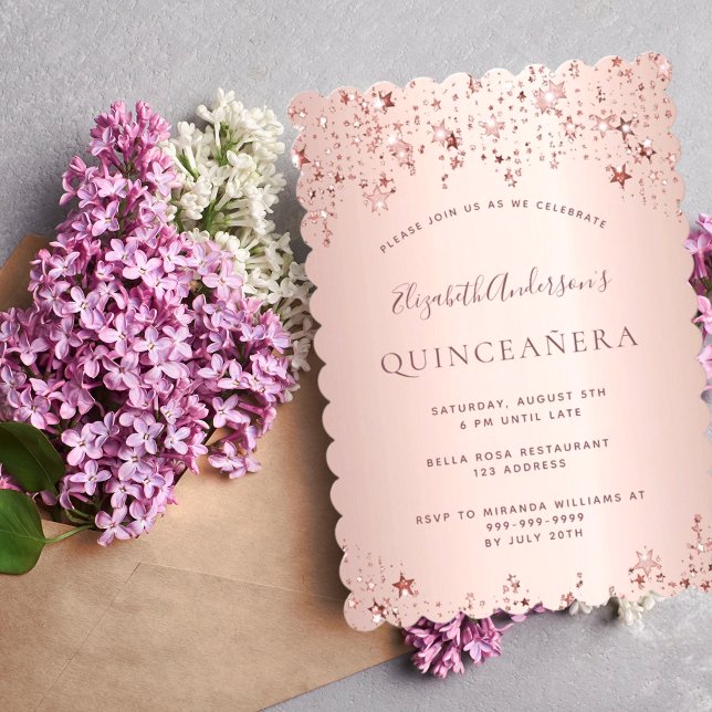 Invitation Les étoiles scintillantes du rose de Quinceanera (Créateur téléchargé)