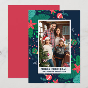 Invitation Les Feuilles de Noël  Joyeuse photo personnalisée 