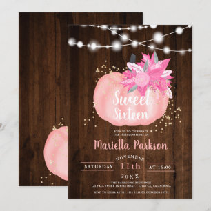 Invitation Les feux de citrouille à fleurs d'or rustique tomb