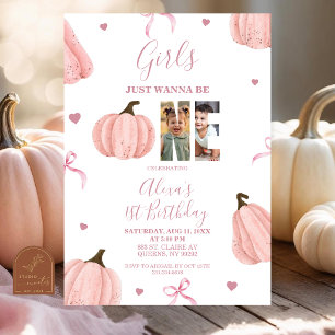 Invitation Les filles à la citrouille veulent juste être une 