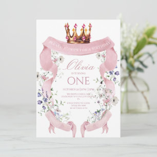 Invitation Les filles au ruban rose premier anniversaire