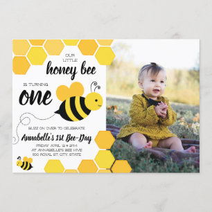 Invitation Les filles d'abeilles de miel photo du premier ann