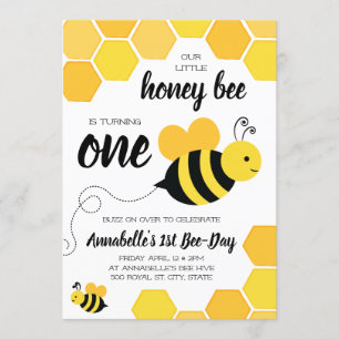 Invitation Les filles d'abeilles de miel premier anniversaire