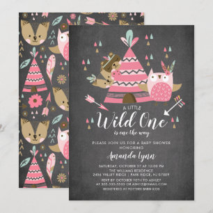 Invitation Les filles en tableau noir Wild One Baby shower In