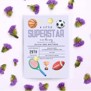 Invitation Les filles mignonne Purple Sports Superstar Baby s