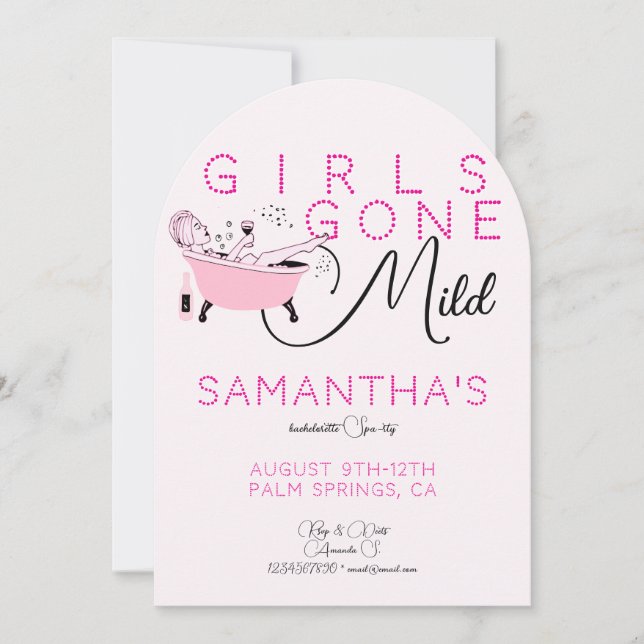 Invitation Les filles sont parties Mild rose Spa Bach Bachelo (Devant)