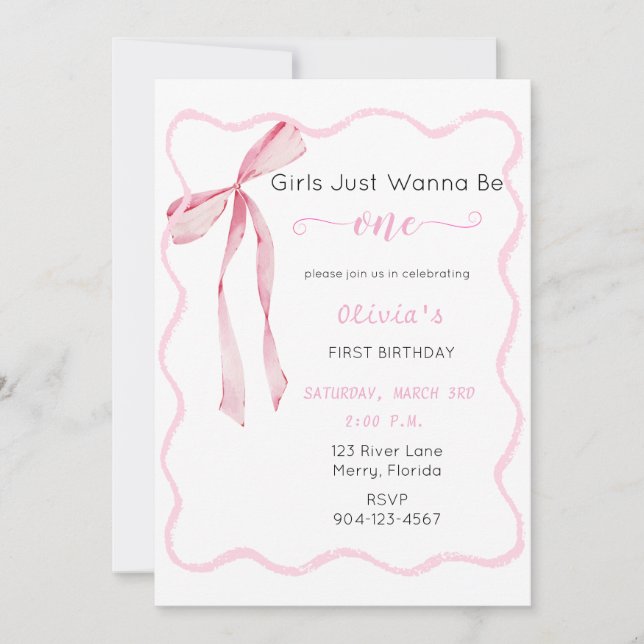 Invitation Les filles veulent juste être un anniversaire rose (Devant)
