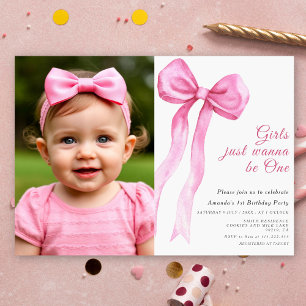 Invitation Les Filles Veux Juste Être Un Bow Rose Premier Ann