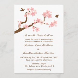 Invitation Les fleurs de cerisiers en blanc
