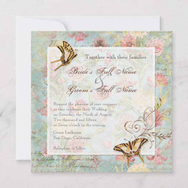 Invitation Les Fleurs Peony Rose Tulip Floral Flowers Mariage (Devant)