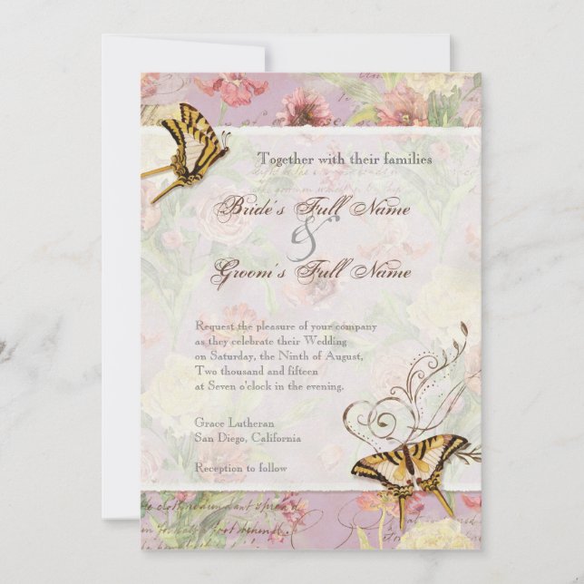 Invitation Les Fleurs Peony Rose Tulip Floral Flowers Mariage (Devant)