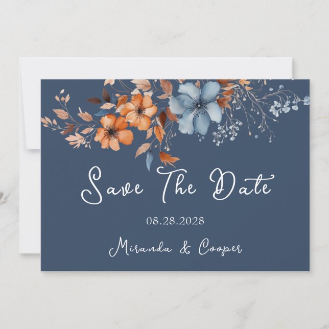 Invitation Les Fleurs sauvages Bleu et Orange sauvent les car (Devant)