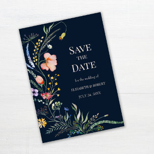 Invitation Les Fleurs sauvages De La Marine Bleu Boho Sauvega