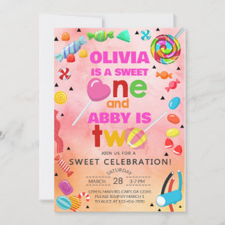 Invitation Les frères et soeurs bonbons doux un doux deux fil