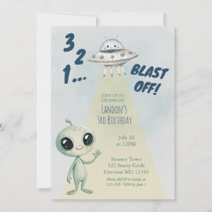 Invitation Les garçons aliens décollent pour leur troisième a