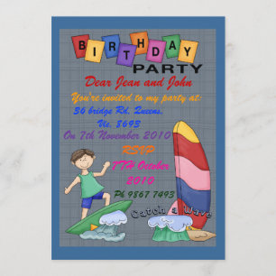 Invitation Les garçons attrapent une vague