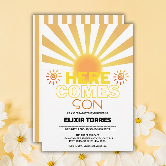 Invitation Les Grandes Têtes Jaunes Ici Vient Le Baby shower  (Créateur téléchargé)