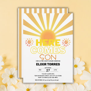 Invitation Les Grandes Têtes Jaunes Ici Vient Le Baby shower 