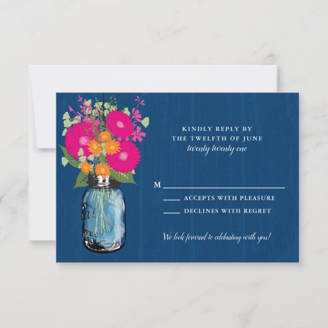 Invitation Les guirlandes de Gerber orange et rose Mason Jar  (Devant)