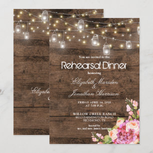 Invitation Les Jarres de Mason Rustique illuminent le dîner d