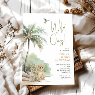 Invitation Les jumeaux sauvages Safari d'anniversaire Jungle