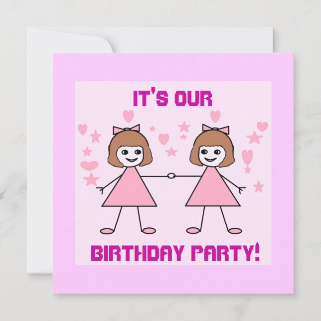 Invitation Les jumelles, c'est notre fête d'anniversaire ! (Devant)