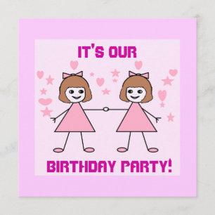 Invitation Les jumelles, c'est notre fête d'anniversaire !