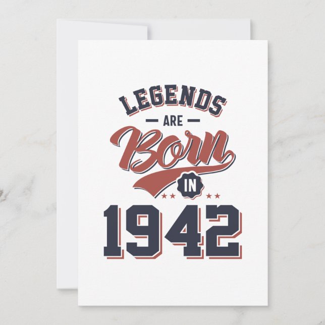 Invitation Les légendes sont nées en 1942 Cadeau d'anniversai (Devant)