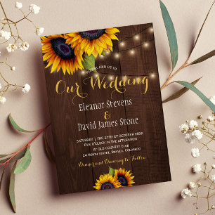Invitation Les lumières à cordes des tournesols tombent maria
