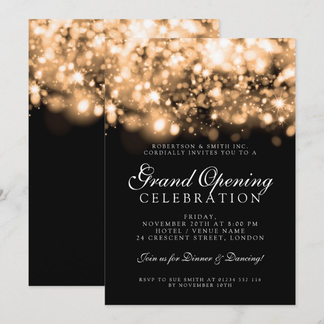 Invitation Les lumières d'or de la grande ouverture officiell (Devant / Derrière)