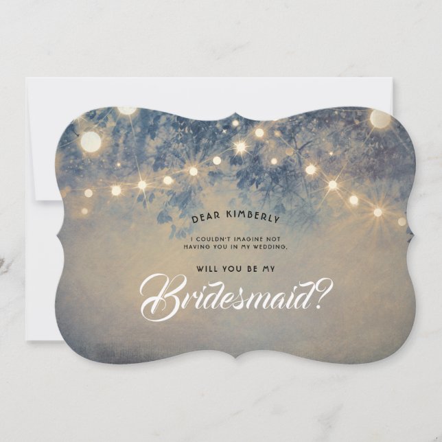 Invitation Les Lumières Rustiques Serez-Vous Ma Femme D'Accue (Devant)