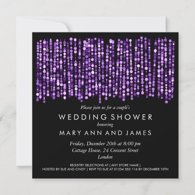Invitation Les lumières violettes modernes Wedding showers de (Devant)