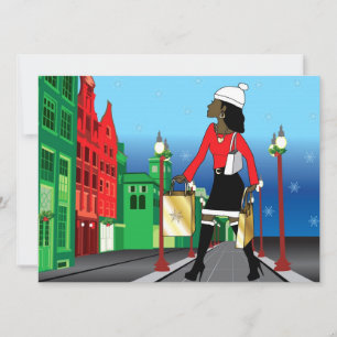 Invitation Les magasins de Noël des femmes avec des sacs habi