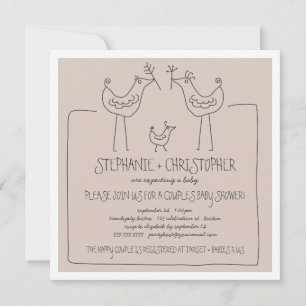 Invitation Les Marionnettes Family Couples Baby Shower Tan