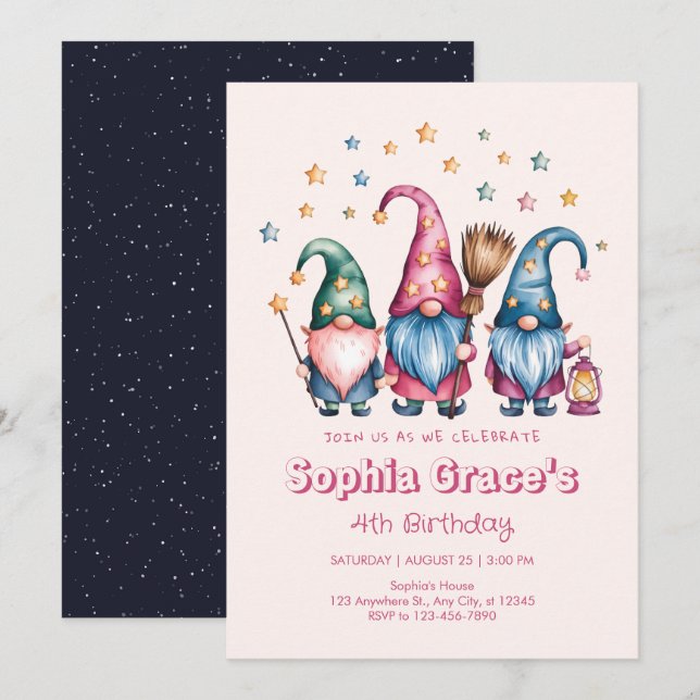 Invitation Les meilleurs amis pour toujours gnomes (Devant / Derrière)