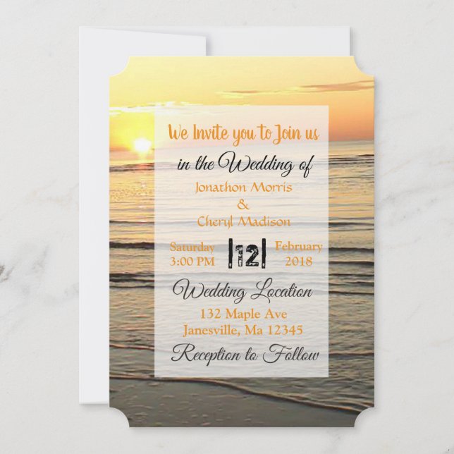 Invitation Les merveilleuses vagues océaniques Sunset Wedset  (Devant)