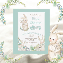 Invitation Les mignons animaux Baby shower vert