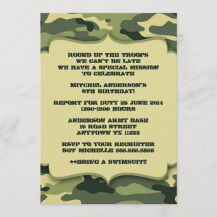 Invitation Les militaires d'armée camouflent l'invitation de