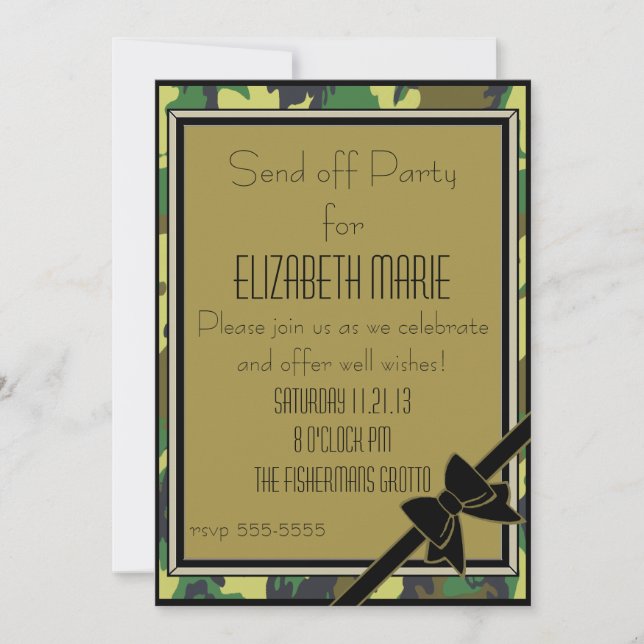 Invitation Les militaires envoient outre de la partie (Devant)