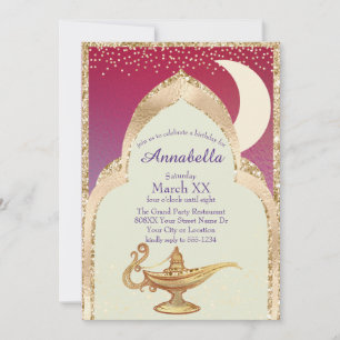 Invitation Les Mille et Une Nuits Aladdin Conte de Fée Rouge
