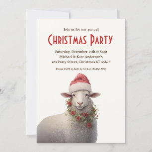 Invitation Les moutons à Santa Hat Fête de Noël des animaux d