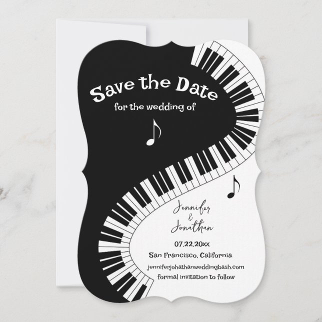Invitation Les musiciens créatifs Les clés de piano Sauvez la (Devant)