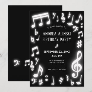 Invitation Les notes de musique brillent dans l'anniversaire 