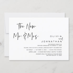Invitation Les nouveaux M. et Mme, fête de mariage en fuite