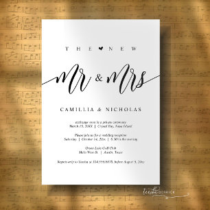Invitation Les nouveaux M. et Mme, mariage en fuite, fête