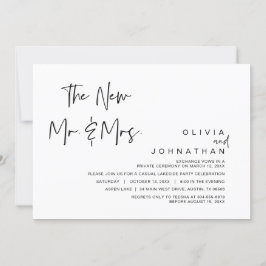 Invitation Les nouveaux Monsieur et Madame, Fête de Mariage e